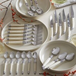 NIB QUINCE Jean Dubost Laguiole 24 Piece Flatware Set Ivory 3019/3018